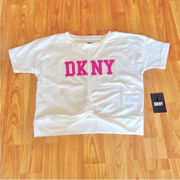 Dkny Other - DKNY White Short-Sleeve Tee with Hot Pink Logo